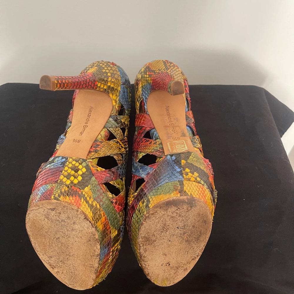 Alexandre Birman Multi Color Python Peeptoe Platf… - image 6